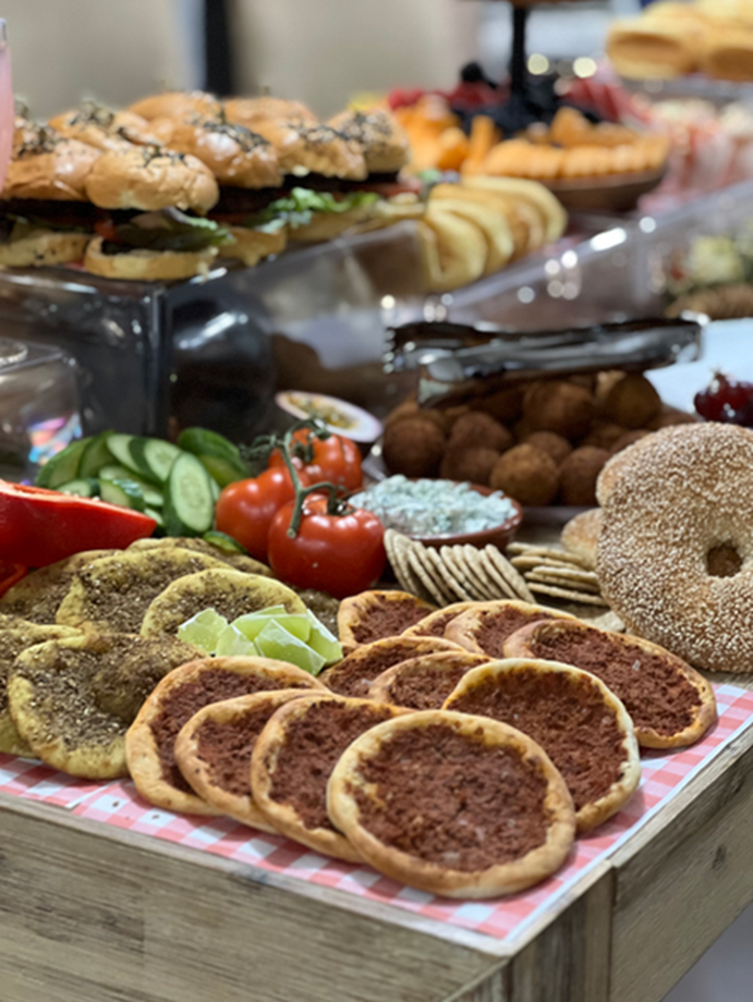 Mediterranean grazing feast with flatbreads and mezze