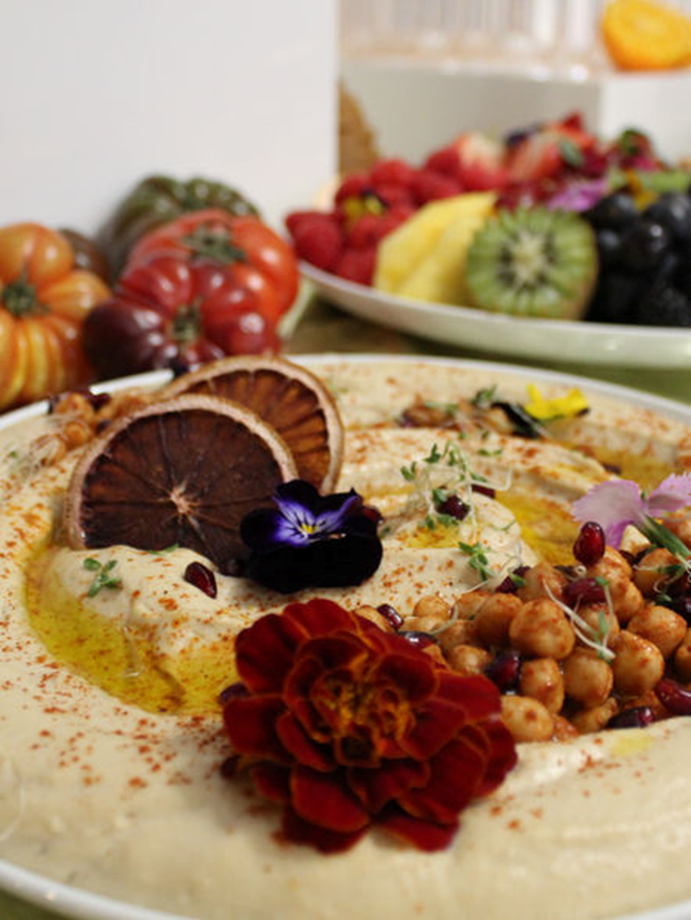 Styled mezze dips and hummus